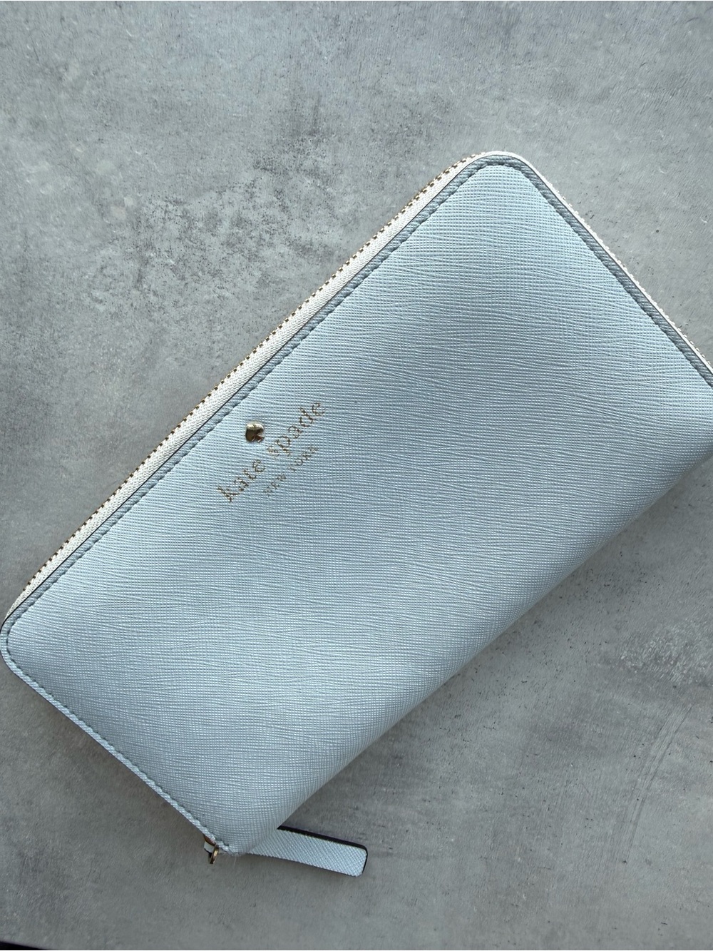 kate spade Light Blue Zip-Around Saffiano Wallet